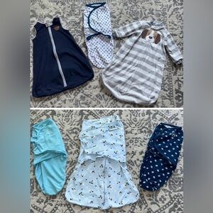 6 Piece Baby Boy Swaddle Bundle 0-3M